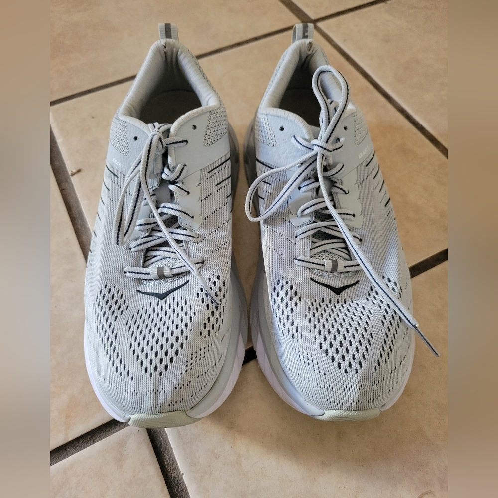 Hoka Light Gray and White Athletic Shoes - Picture 2 of 9